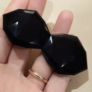 Czechoslovakia Belt Buckle, Vintage or Antique Black Glass